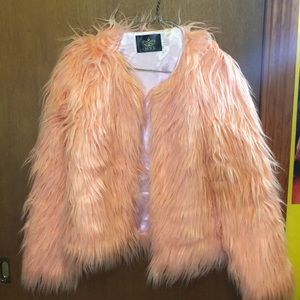 Bubblegum pink faux fur jacket